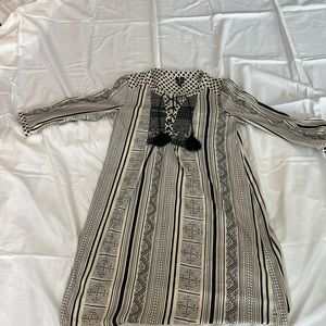 MANGO dress beaded tunic style mini lace up